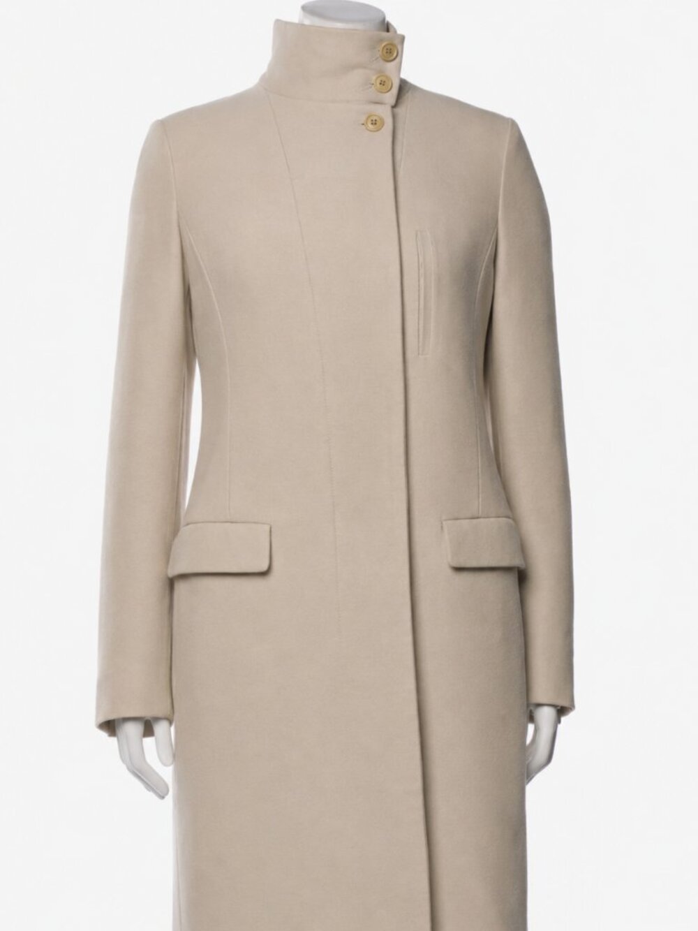 Helmut Lang 2-in-1 Wool Funnel Neck Coat